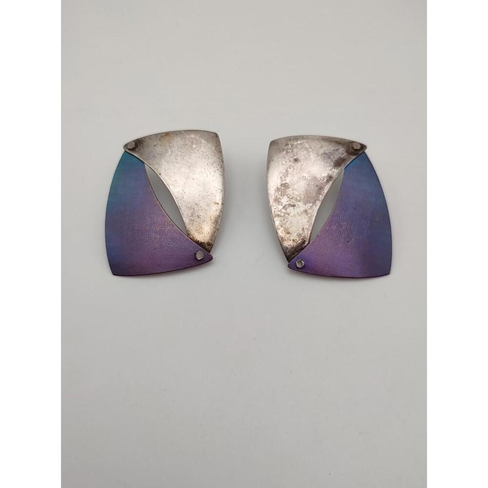Idelle Hammond Sass Sterling Titanium Modernist Earrings